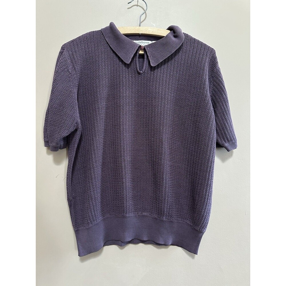 Liz Claiborne Vtg Women's‎ Large 100% Silk Purple Soft Sweater Top Classy Preppy